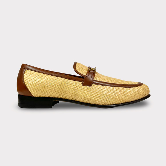 Gucci Horsebit Raffia & Leather Loafer - Men’s 11.5 - Picture 1 of 8